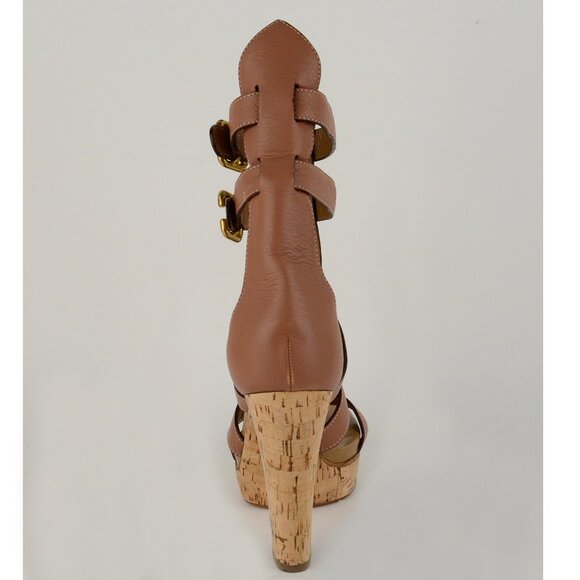 CHLOE SHOES STRAPPY LEATHER PADDINGTON SANDALS GLADIATOR CORK sz 40 9.5 - Picture 6 of 12